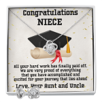 Niece Graduation Love Knot Pendant and Earring Set Congratulations from Aunt and Uncle