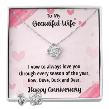 Anniversary Gift for Beautiful Wife from a Hunter Husband CZ Necklace and Earring Set