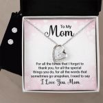 To My Mom Forever Love Heart Pendant Necklace and Earring Set