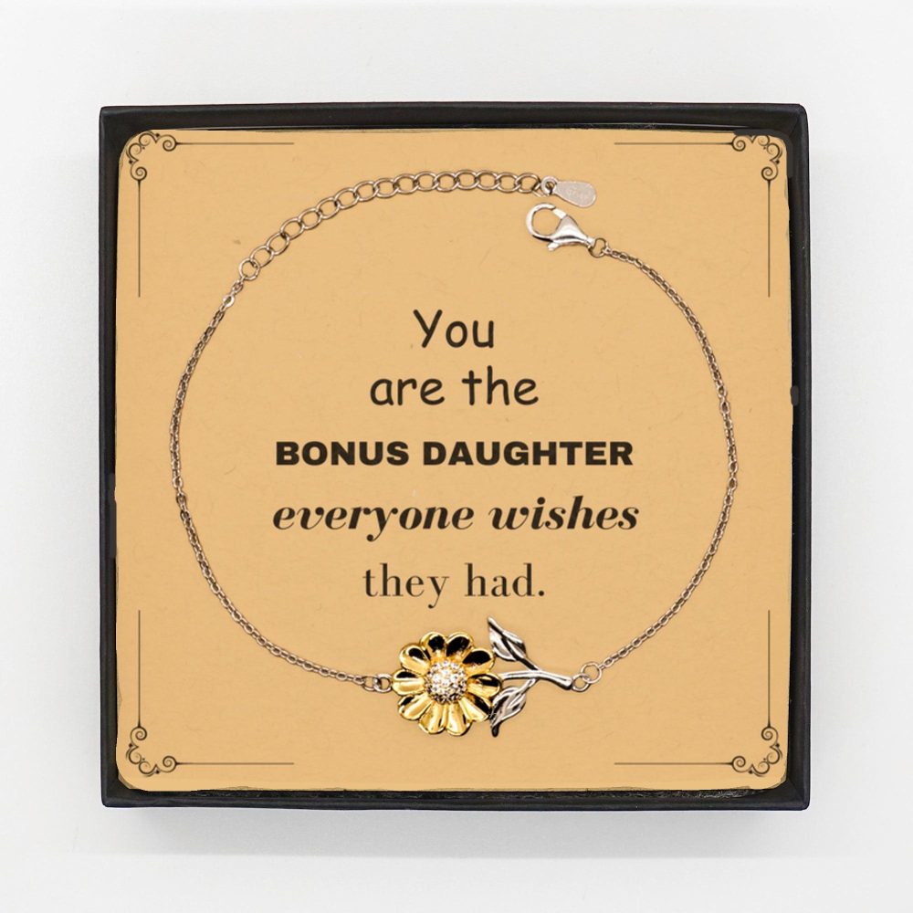 Bonus Daughter Sunflower Bracelet, Everyone wishes they had, Inspirational Bracelet For Bonus Daughter, Bonus Daughter Gifts, Birthday Christmas Unique Gifts For Bonus Daughter