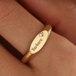 Personalized Name Ring: 14K Solid Gold, Custom Engraved, Birthstone ring